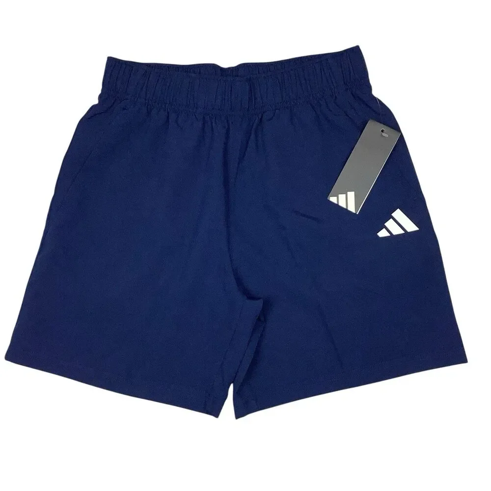 Adidas Boys Essentials Blue Shorts Size L 14 16 Years Adjustable Waist Pockets